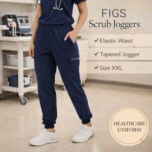 FIGS Scrub Zamora Jogger Pants Women XXL Navy Medical Nurse Uniform Pockets
